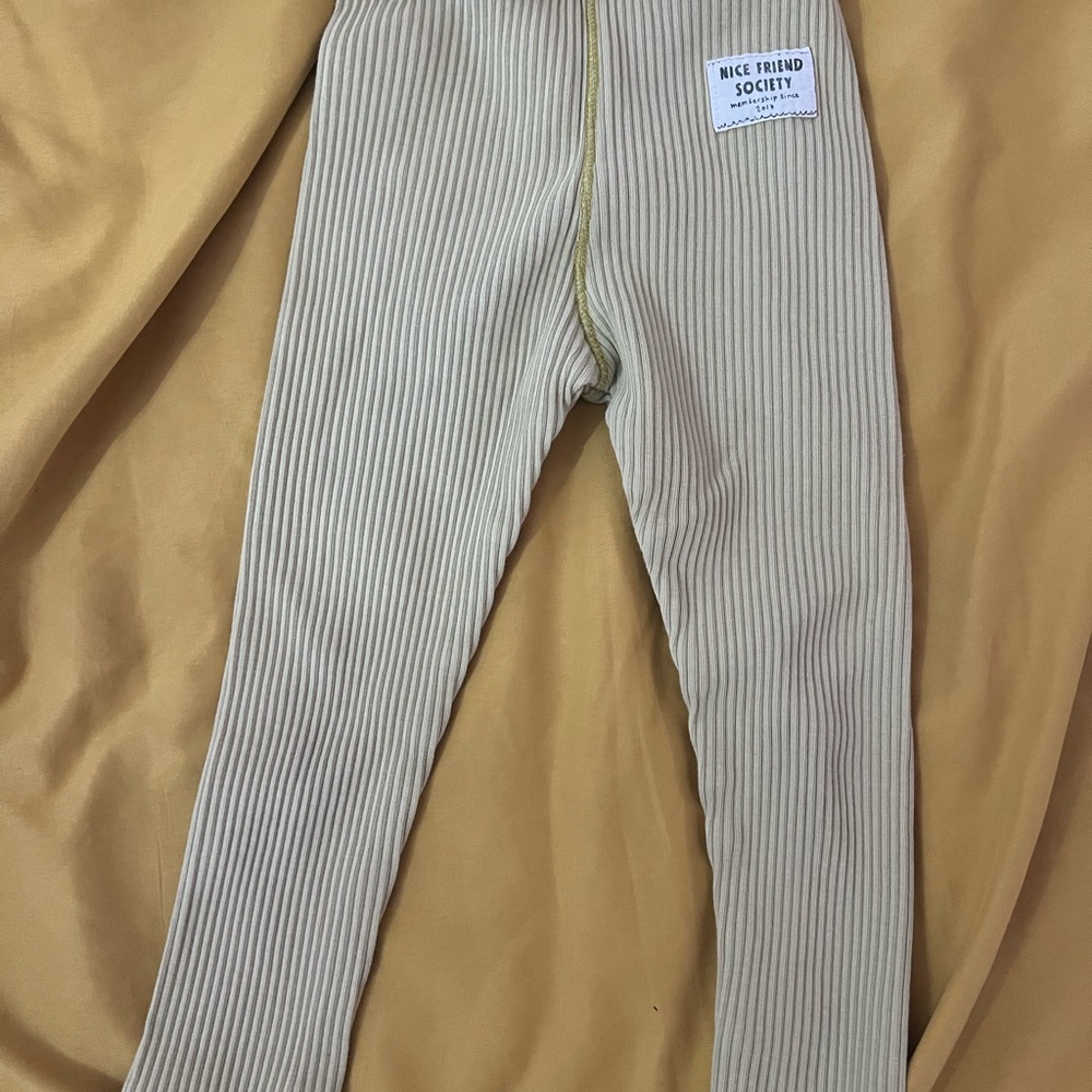 Zara Ribbed light yellow Kids Leggings